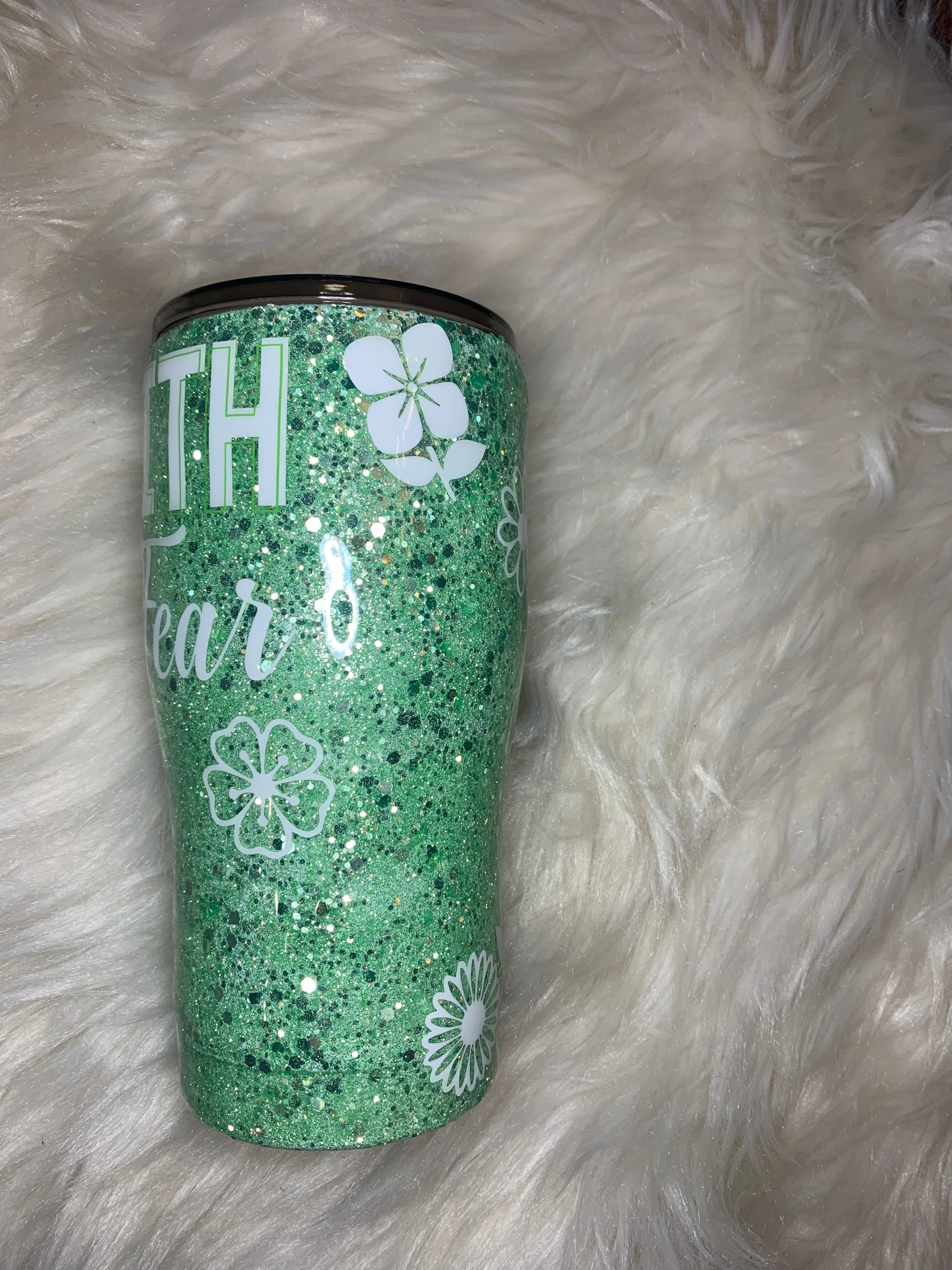 Multi flower glitter tumbler