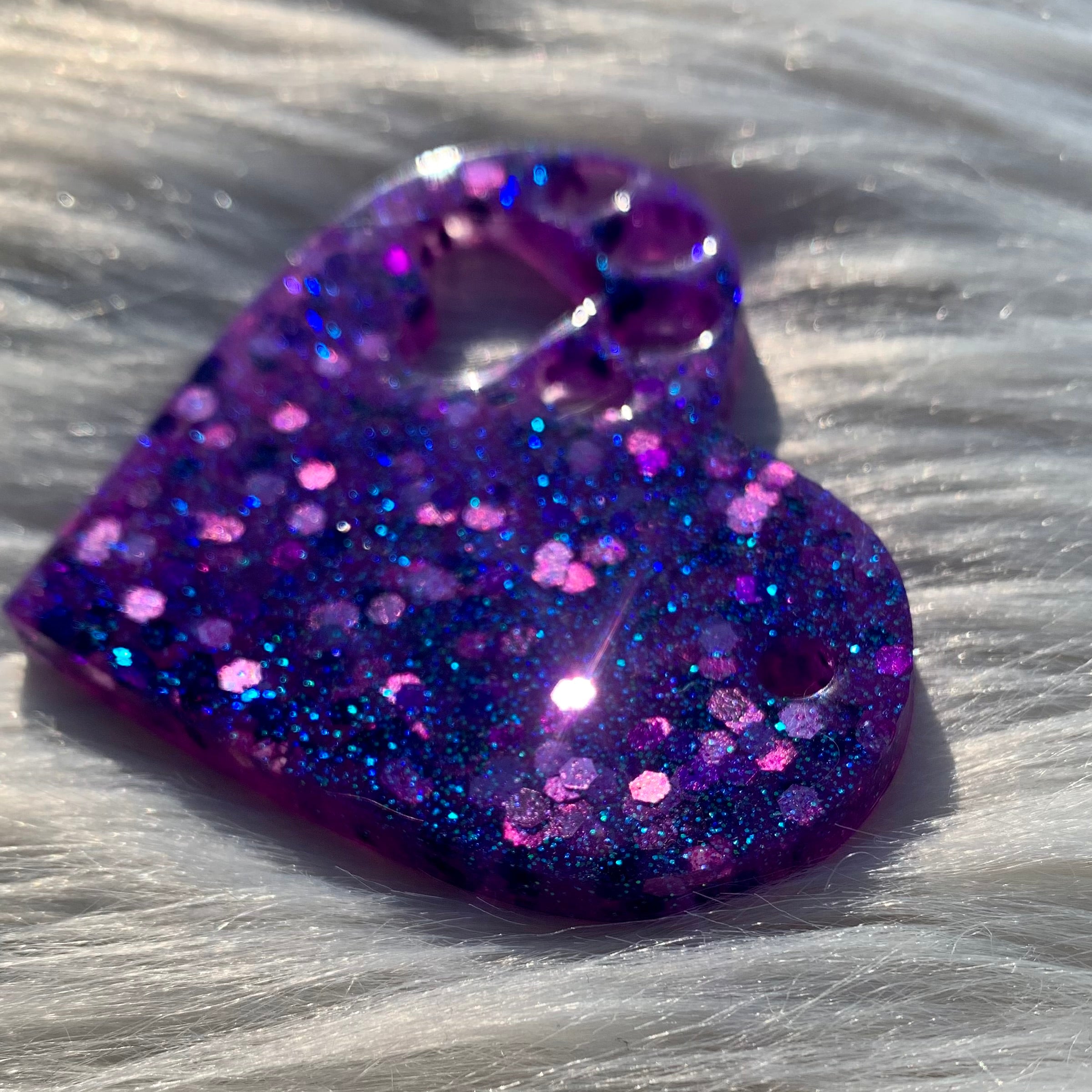 Purple Holographic Heart Paw Keychain