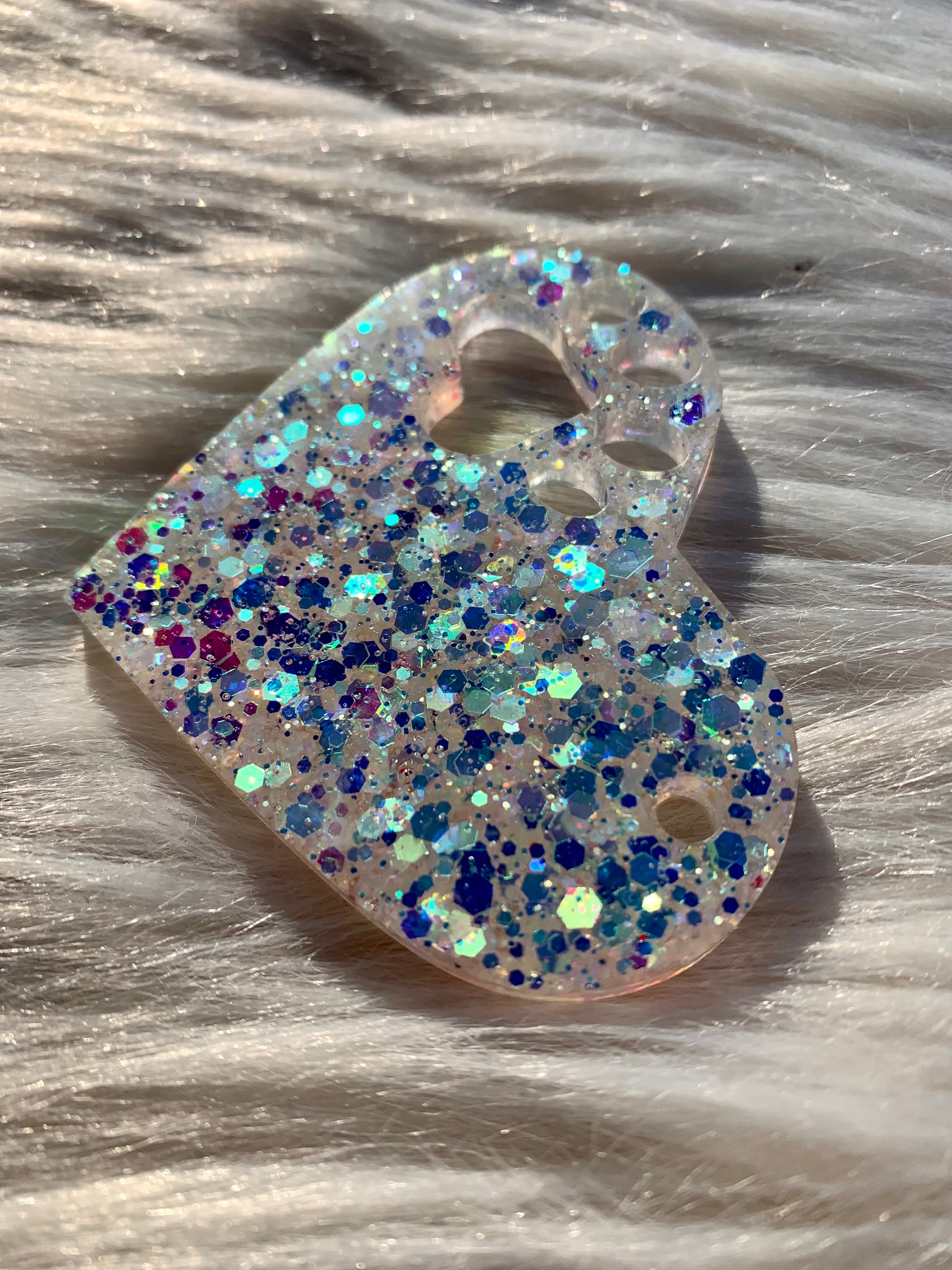 White Iridescent Heart Paw Keychain
