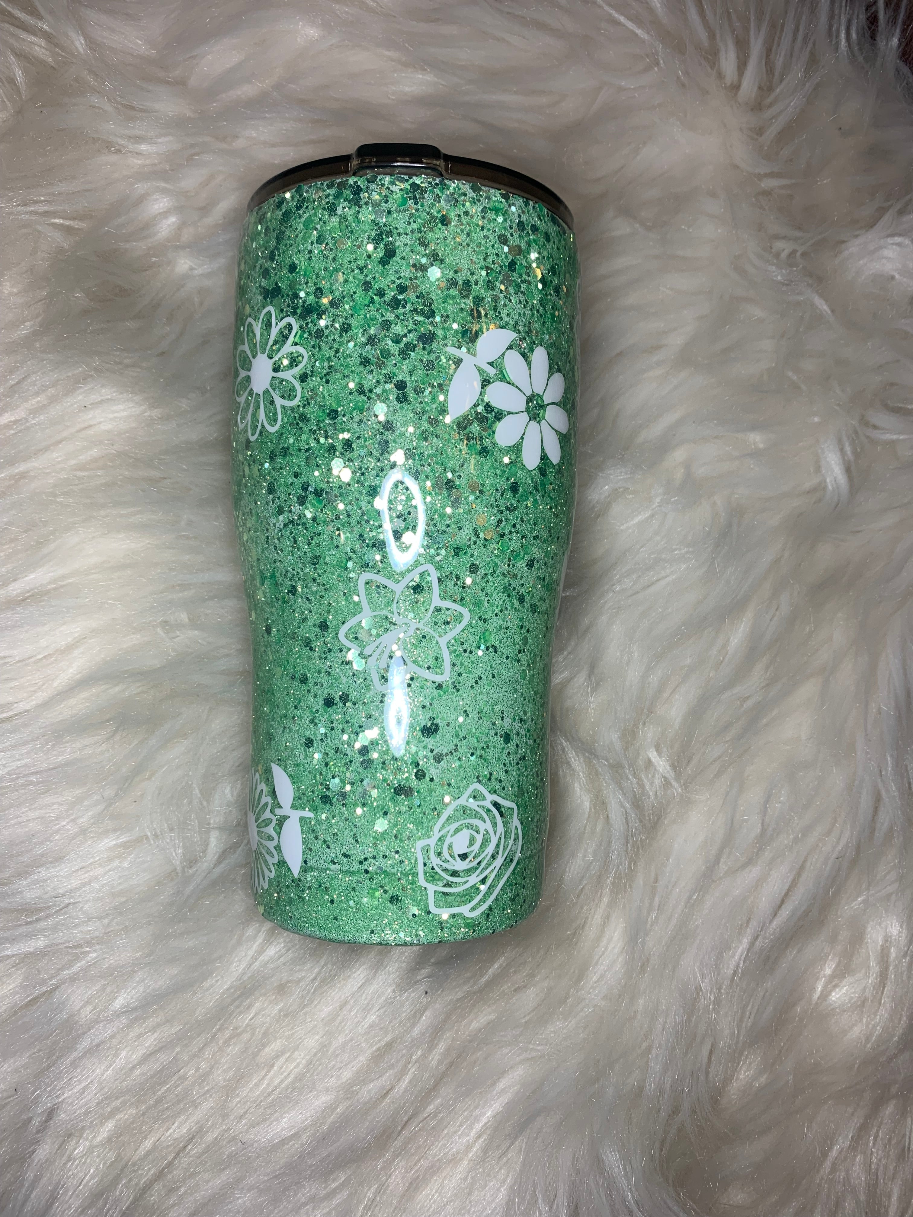 Multi flower glitter tumbler
