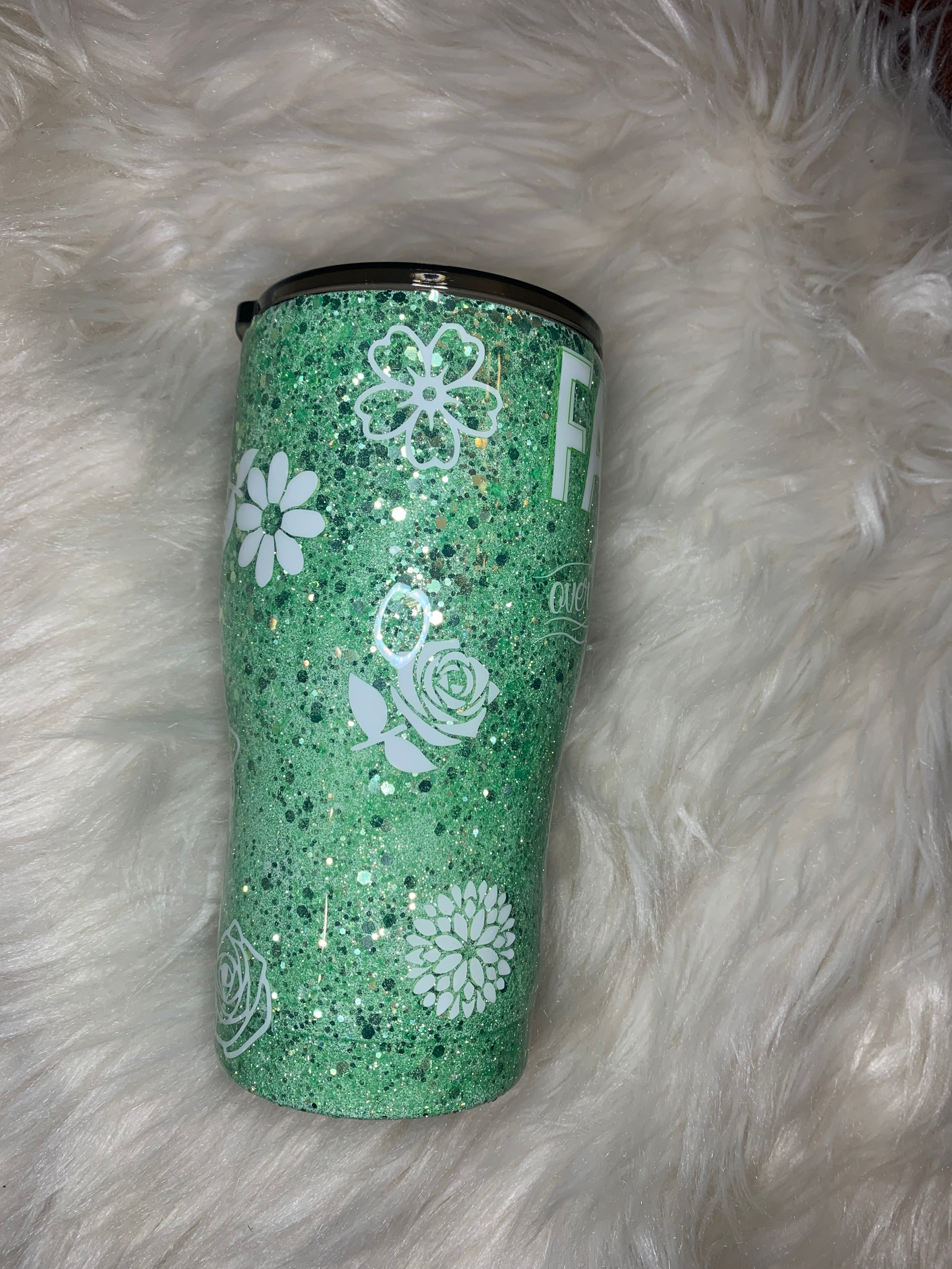 Multi flower glitter tumbler