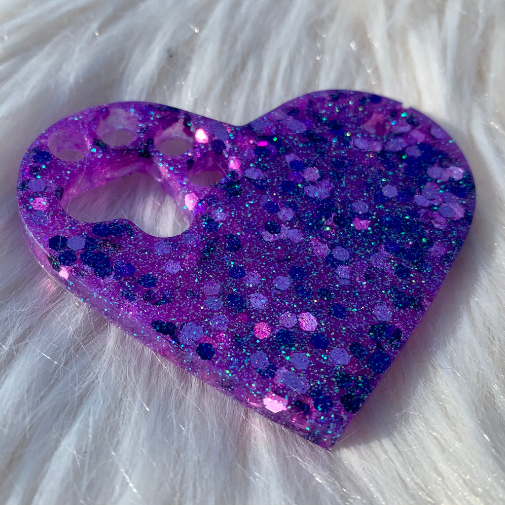 Purple Holographic Heart Paw Keychain